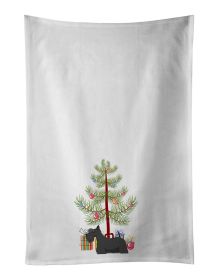 NEW Scottish Terrier Christmas Tree Kitchen Towel Set of 2 White Dish Towels Decorative Bathroom Hand towel for Hand, Face, Hair, Yoga, Tea, Dishcloth