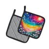 Colorful Daisies Pair of Pot Holders Kitchen Heat Resistant Pot Holders Sets Oven Hot Pads for Cooking Baking BBQ, 7 1/2 x 7 1/2