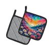 Colorful Asters Pair of Pot Holders Kitchen Heat Resistant Pot Holders Sets Oven Hot Pads for Cooking Baking BBQ, 7 1/2 x 7 1/2