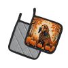 Bloodhound Fall Pair of Pot Holders Kitchen Heat Resistant Pot Holders Sets Oven Hot Pads for Cooking Baking BBQ, 7 1/2 x 7 1/2