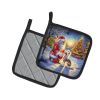 Chinese Crested and Santa Claus Pair of Pot Holders Kitchen Heat Resistant Pot Holders Sets Oven Hot Pads for Cooking Baking BBQ, 7 1/2 x 7 1/2