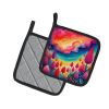 Colorful Celosia Pair of Pot Holders Kitchen Heat Resistant Pot Holders Sets Oven Hot Pads for Cooking Baking BBQ, 7 1/2 x 7 1/2