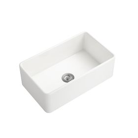 Inch White Farmhouse Sink Deep Apron Sink Undermount Farmhouse Kitchen Sink Single Farm Sink (Color: as Pic)